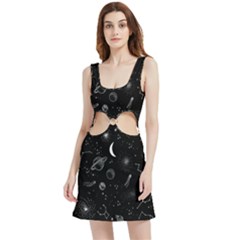 Cosmic Black Space Star Velour Cutout Dress