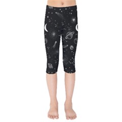 Cosmic Black Space Star Kids  Capri Leggings 