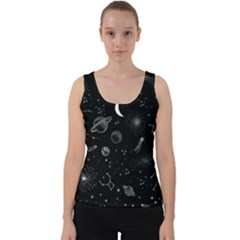 Cosmic Black Space Star Velvet Tank Top