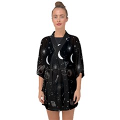 Cosmic Black Space Star Half Sleeve Chiffon Kimono