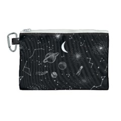 Cosmic Black Space Star Canvas Cosmetic Bag (large)