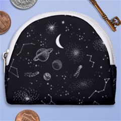 Cosmic Black Space Star Horseshoe Style Canvas Pouch