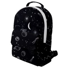 Cosmic Black Space Star Flap Pocket Backpack (small)