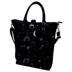 Cosmic Black Space Star Buckle Top Tote Bag