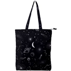 Cosmic Black Space Star Double Zip Up Tote Bag