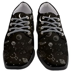 Cosmic Black Space Star Women Heeled Oxford Shoes