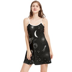 Cosmic Black Space Star Summer Frill Dress