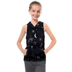 Cosmic Black Space Star Kids  Sleeveless Hoodie