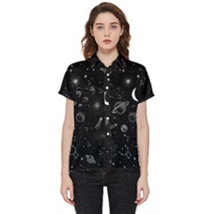 Cosmic Black Space Star Short Sleeve Pocket Shirt