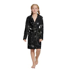 Cosmic Black Space Star Kids  Long Sleeve Velvet Lounge Robe