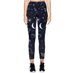 Cosmic Black Space Star Pocket Leggings 