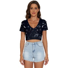 Cosmic Black Space Star V-neck Crop Top