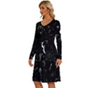 Cosmic Black Space Star Long Sleeve Dress With Pocket View2