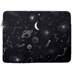 Cosmic Black Space Star 17  Vertical Laptop Sleeve Case With Pocket