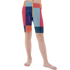  Minimalist Pattern With Simple Lines And Shapes, Creating A Clean And Modern Aesthe Kids  Mid Length Swim Shorts