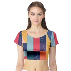  Minimalist Pattern With Simple Lines And Shapes, Creating A Clean And Modern Aesthe Short Sleeve Crop Top