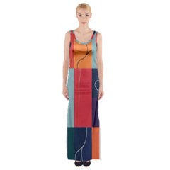  Minimalist Pattern With Simple Lines And Shapes, Creating A Clean And Modern Aesthe Thigh Split Maxi Dress