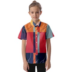  Minimalist Pattern With Simple Lines And Shapes, Creating A Clean And Modern Aesthe Kids  Short Sleeve Shirt