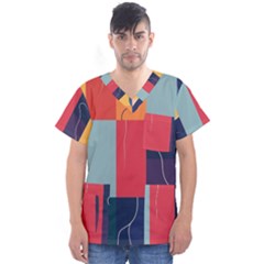  Minimalist Pattern With Simple Lines And Shapes, Creating A Clean And Modern Aesthe Men s V-neck Scrub Top