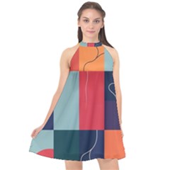  Minimalist Pattern With Simple Lines And Shapes, Creating A Clean And Modern Aesthe Halter Neckline Chiffon Dress 