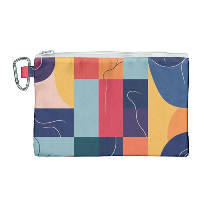  Minimalist Pattern With Simple Lines And Shapes, Creating A Clean And Modern Aesthe Canvas Cosmetic Bag (Large)