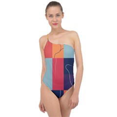  Minimalist Pattern With Simple Lines And Shapes, Creating A Clean And Modern Aesthe Classic One Shoulder Swimsuit