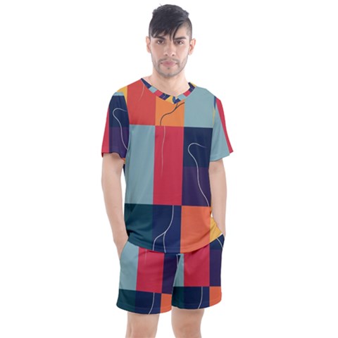  Minimalist Pattern With Simple Lines And Shapes, Creating A Clean And Modern Aesthe Men s Mesh T-shirt And Shorts Set by myclothy