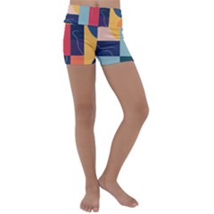  Minimalist Pattern With Simple Lines And Shapes, Creating A Clean And Modern Aesthe Kids  Lightweight Velour Yoga Shorts by myclothy