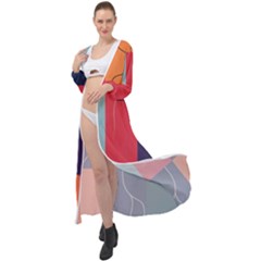  Minimalist Pattern With Simple Lines And Shapes, Creating A Clean And Modern Aesthe Maxi Chiffon Beach Wrap