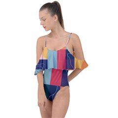  Minimalist Pattern With Simple Lines And Shapes, Creating A Clean And Modern Aesthe Drape Piece Swimsuit by myclothy