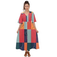  Minimalist Pattern With Simple Lines And Shapes, Creating A Clean And Modern Aesthe Kimono Sleeve Boho Dress by myclothy