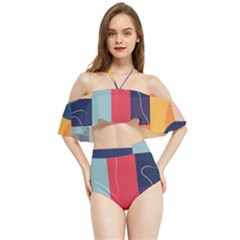  Minimalist Pattern With Simple Lines And Shapes, Creating A Clean And Modern Aesthe Halter Flowy Bikini Set 