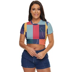  Minimalist Pattern With Simple Lines And Shapes, Creating A Clean And Modern Aesthe Side Button Cropped T-shirt by myclothy