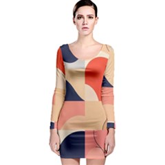 Minimalist Pattern With Simple Lines And Shapes, Creating A Clean And Modern Aesthe Long Sleeve Bodycon Dress