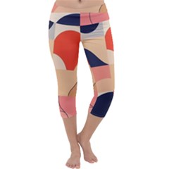 Minimalist Pattern With Simple Lines And Shapes, Creating A Clean And Modern Aesthe Capri Yoga Leggings by myclothy