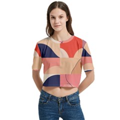 Minimalist Pattern With Simple Lines And Shapes, Creating A Clean And Modern Aesthe Women s Round Neck Short Sleeve Crop Top by myclothy