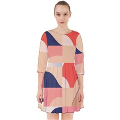 Minimalist Pattern With Simple Lines And Shapes, Creating A Clean And Modern Aesthe Smock Dress