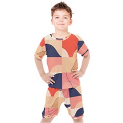 Minimalist Pattern With Simple Lines And Shapes, Creating A Clean And Modern Aesthe Kids  T-shirt And Shorts Set