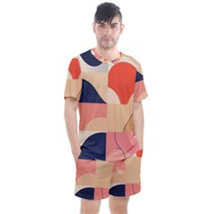 Minimalist Pattern With Simple Lines And Shapes, Creating A Clean And Modern Aesthe Men s Mesh T-shirt And Shorts Set