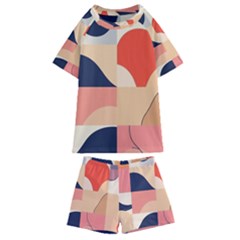 Minimalist Pattern With Simple Lines And Shapes, Creating A Clean And Modern Aesthe Kids  Swim T-shirt And Shorts Set