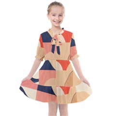 Minimalist Pattern With Simple Lines And Shapes, Creating A Clean And Modern Aesthe Kids  All Frills Chiffon Dress