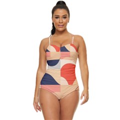 Minimalist Pattern With Simple Lines And Shapes, Creating A Clean And Modern Aesthe Retro Full Coverage Swimsuit