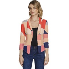 Minimalist Pattern With Simple Lines And Shapes, Creating A Clean And Modern Aesthe Women s Casual 3/4 Sleeve Spring Jacket