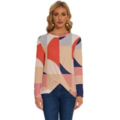 Minimalist Pattern With Simple Lines And Shapes, Creating A Clean And Modern Aesthe Long Sleeve Crew Neck Pullover Top