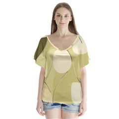 Minimalist Pattern With Simple Lines And Shapes, Creating A Clean And Modern Aesthetic 01 V-neck Flutter Sleeve Top