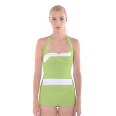 A Minimalist Pattern With Simple Lines And Shapes, Creating A Clean And Modern Aesthetic 02 Boyleg Halter Swimsuit 