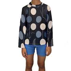 A Minimalist Pattern With Simple Lines And Shapes, Creating A Clean And Modern Aesthetic 03 Kids  Long Sleeve Swimwear