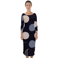 A Minimalist Pattern With Simple Lines And Shapes, Creating A Clean And Modern Aesthetic 03 Quarter Sleeve Midi Bodycon Dress