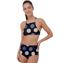 A Minimalist Pattern With Simple Lines And Shapes, Creating A Clean And Modern Aesthetic 03 Halter Tankini Set