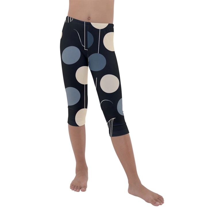 A Minimalist Pattern With Simple Lines And Shapes, Creating A Clean And Modern Aesthetic 03 Kids  Lightweight Velour Capri Leggings 